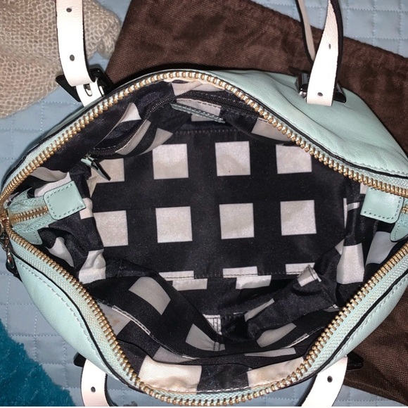 kate spade Mint Green Leather Satchel with Black Straps and Gold Hardware - Picture 5 of 5